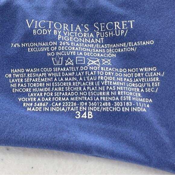 Victoria’s Secret Body By Victoria Push-Up Bra Periwinkle Blue Lace Detail 34B - Picture 7 of 7